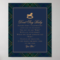 Cheval à bascule à carreaux tartan bleu N'oubliez