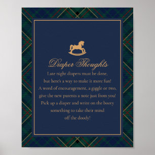 Poster Cheval à bascule à carreaux tartan bleu pour couch