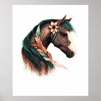 Poster Cheval abstrait occidental coloré