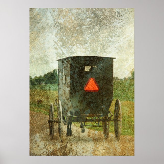Poster Cheval Amish et Buggy (Devant)