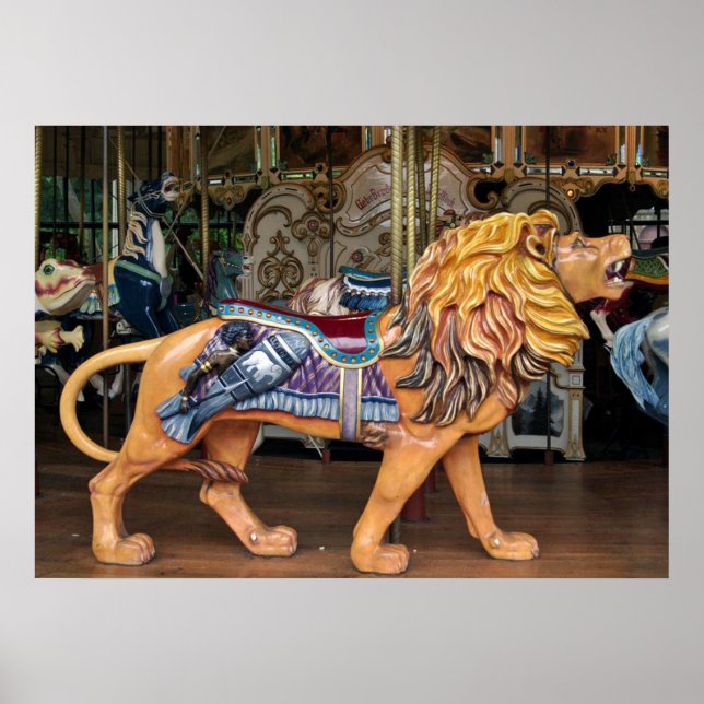 Poster Cheval/animal du carrousel du lion en ruines (Devant)