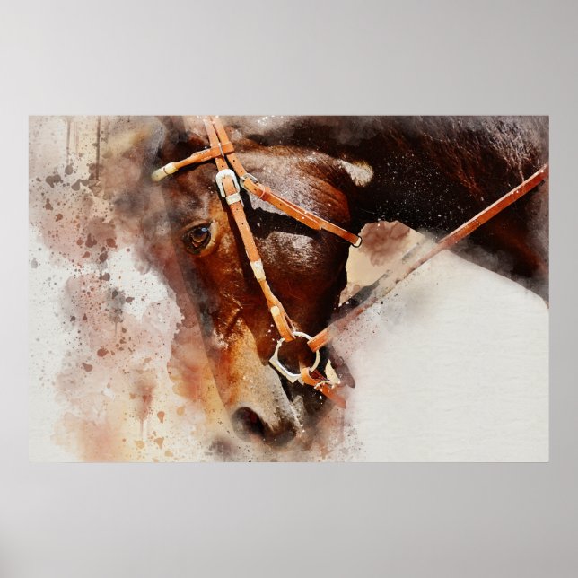 Poster Cheval Aquarelle Art (Devant)