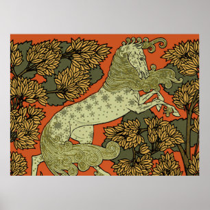 Poster Cheval Arts Et Artisanat Médiéval Art Nouveau