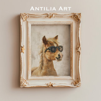 Poster Cheval avec lunettes de soleil Peinture Art lunair