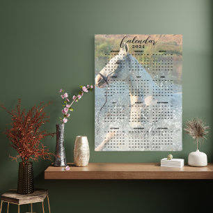 Poster Cheval Blanc Galopant à Travers la Rivière Calendr