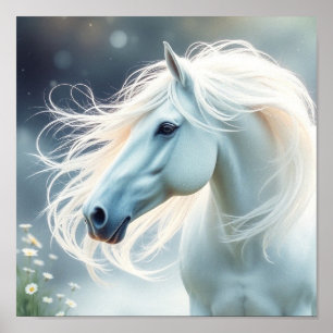 Poster Cheval Blanc Gardez ou concevez votre propre