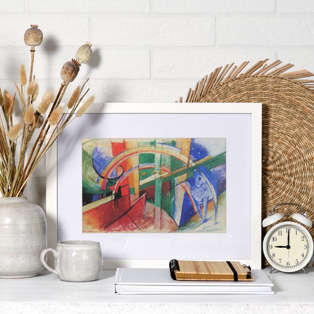 Poster Cheval bleu avec arc-en-ciel par Franz Marc (Créateur téléchargé)