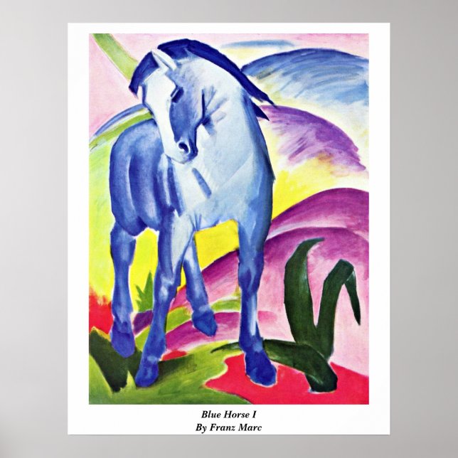Poster Cheval Bleu I Par Franz Marc (Devant)
