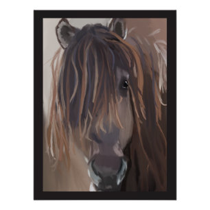 Poster Cheval Brown Avec Peinture De Cheveux