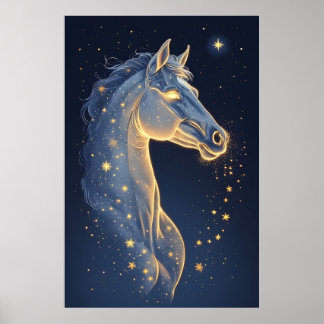 Poster Cheval Céleste du Ciel Nocturne Fantastique sous l