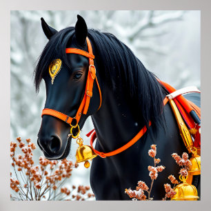 Poster Cheval châtaignier noir élégant
