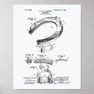 Poster Cheval Chaussure 1898 Brevet Art Livre blanc