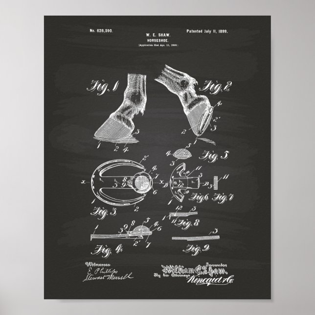 Poster Cheval Chaussure 1899 Brevet Art Chalkboard (Devant)