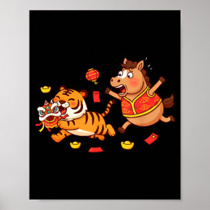 Poster Cheval Chinois Drôle Tigre Enfants Hommes Femmes H