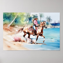 Cheval Coastal Cowgirl's Horse équitation sur l'îl
