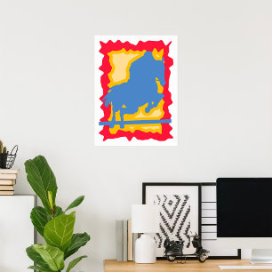 Poster Cheval coloré saut Silhouette équestre