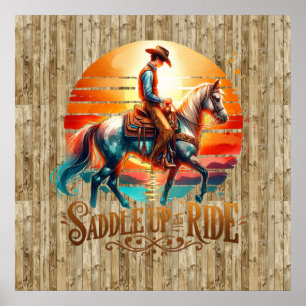 Poster cheval cool cheval de selle Western