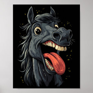 Poster Cheval cool Montrant Langue Chevaux Équitation À C