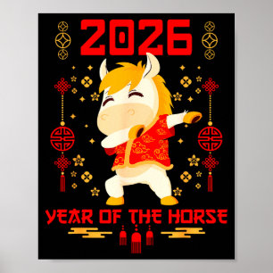 Poster Cheval Dabbing Nouvel An Chinois De L'Année Du Che