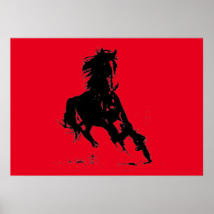 Poster Cheval d'art pop rouge
