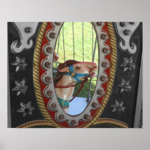 Poster Cheval De Carrousel En Miroir Couleur Partielle
