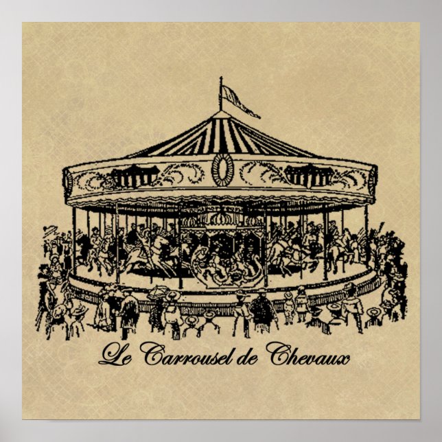 Poster Cheval de Carrousel français Vêtements et cadeaux (Devant)