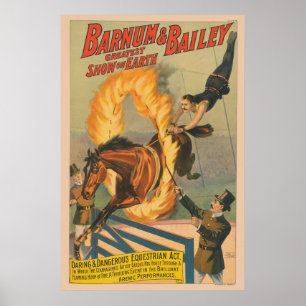 Poster Cheval De Cirque Qui Traverse Un Flaming Hoop