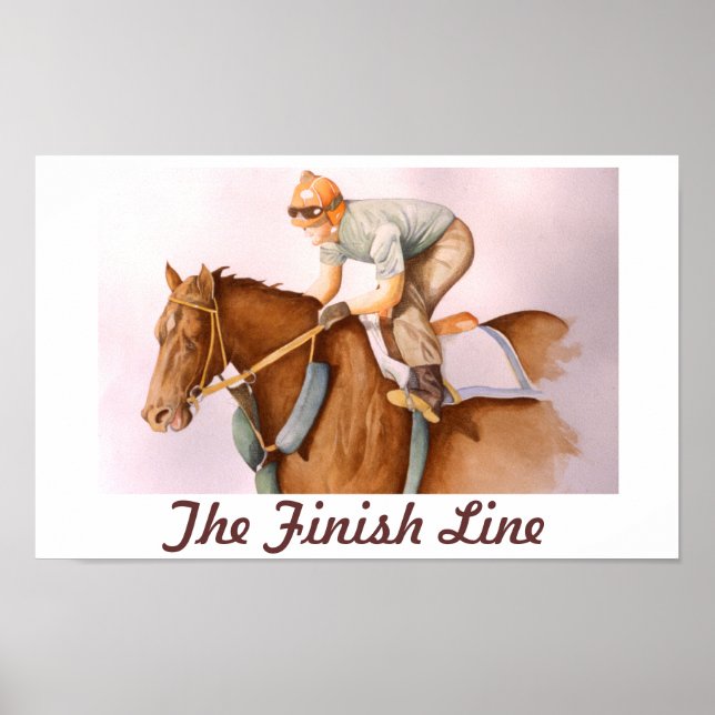 Poster Cheval de course et Jockey (Devant)