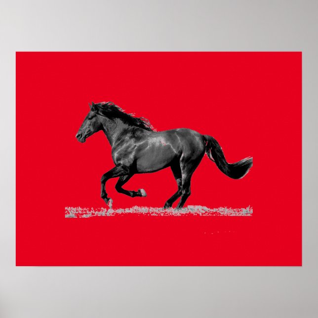 Poster Cheval de course Red Grey Pop Art (Devant)