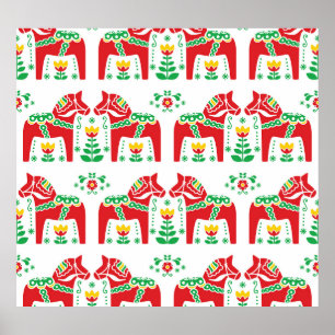 Poster Cheval de Dala suédois : Art folklorique