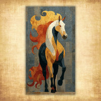 Cheval de Feu Abstrait – Art Équestre Moderne Auda