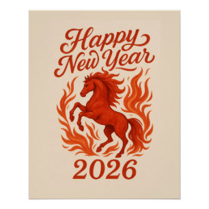 Poster Cheval de feu chinois 2026