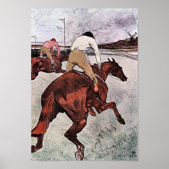 Poster Cheval de Jockey et de Course, Lautrec (Devant)