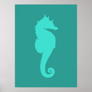 Poster Cheval de mer Turquoise