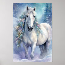 Cheval d'hiver aux fleurs