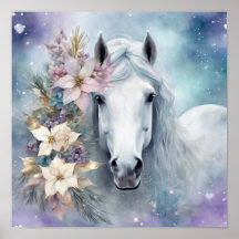 Cheval d'hiver avec fleurs Poster2