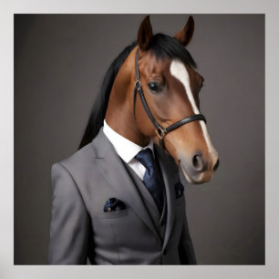 Poster Cheval drôle dans le costume