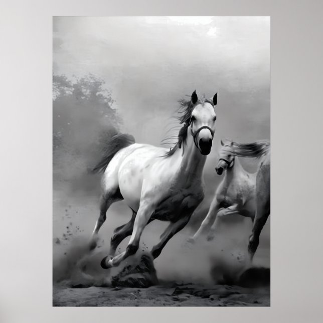 Poster Cheval en course (Devant)