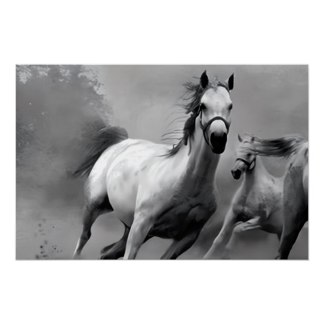 Poster Cheval en course (Devant)