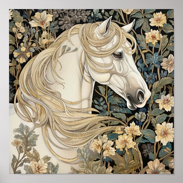 Poster Cheval en peinture pré (Devant)