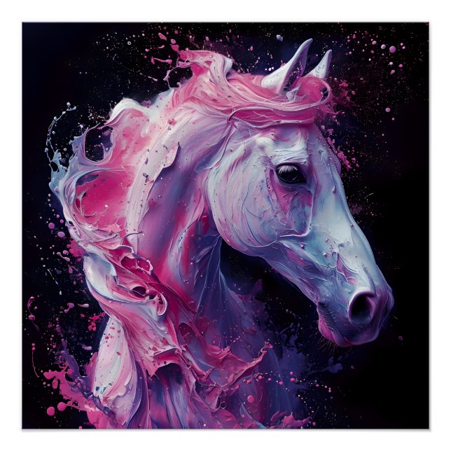 Poster Cheval en rose et violet Splendor Abstrait 2 (Devant)