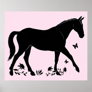 Poster Cheval en Silhouette
