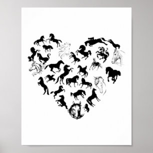 Poster Cheval Equestre Coeur Horseback Western équitation