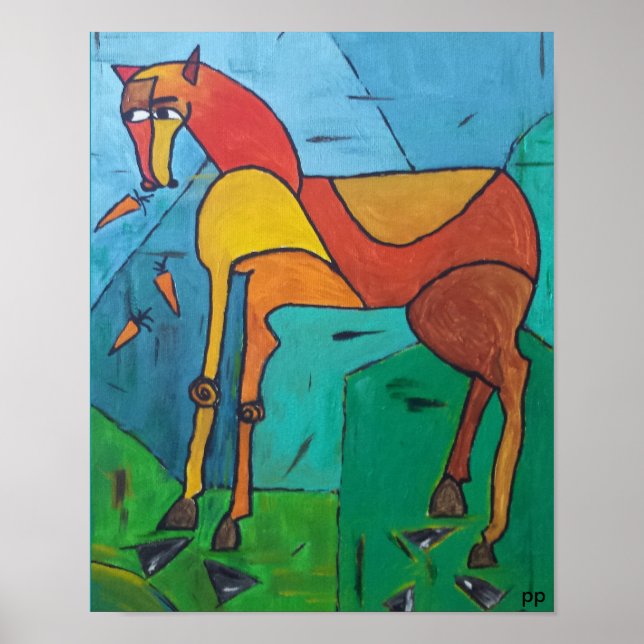 Poster Cheval et Carottes (Devant)