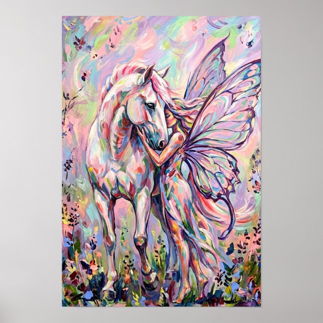 Poster cheval et papillon (Devant)