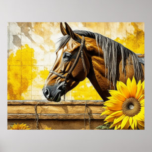 Poster Cheval et Tournesol Belle AI Art