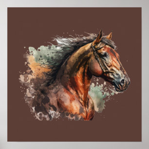 Poster Cheval & Fille Silhouette Équitation