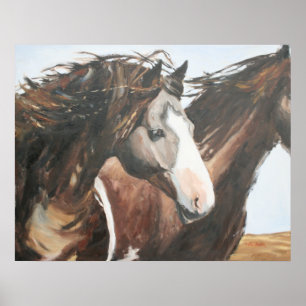 Poster Cheval foncé, Jour brillant