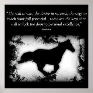 Poster Cheval galopant avec citation Confucius