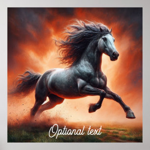 Poster Cheval gris et pompier des Prairies